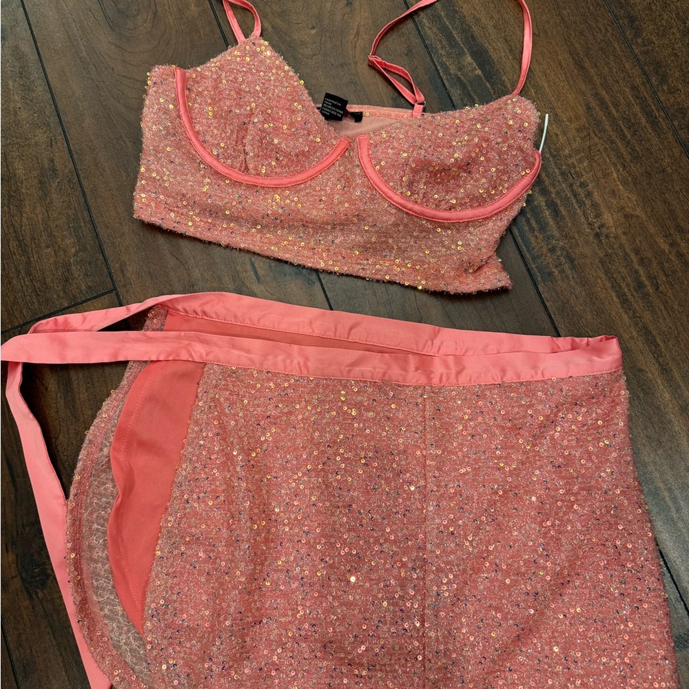 Forever 21 | pink sequin skirt and top